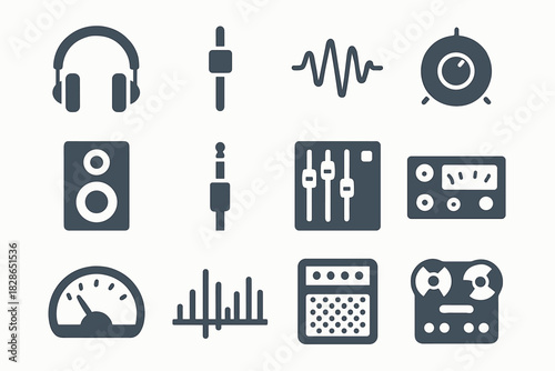 Mixer icon engineering vu waveform vector icons sound slider unit speaker amp