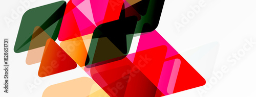 Abstract shapes overlap, creating vibrant color blends. Geometric forms suggest dynamic composition, modern design.