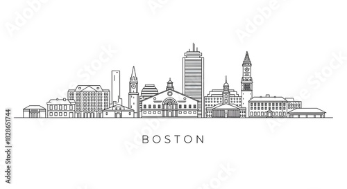 Boston Skyline Vector - Minimalist Cityscape Illustration