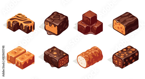 Chocolate candies assortment with transparent background