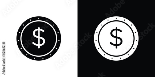 Coin icons symbol for web and mobile filled vector isolated