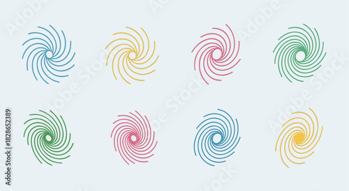 Colorful spiral shapes with transparent background
