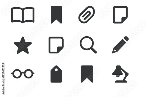 Tab note vector book glasses corner icon icons paper bookmark reading clip