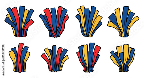 Colorful fan shapes with transparent background