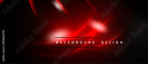 Dark background features vibrant red curves, lines. Modern design element, suitable for banners, presentations. Minimalist aesthetic.