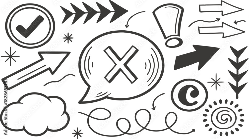 Obraz premium Diverse scratch art arrows and graphic elements