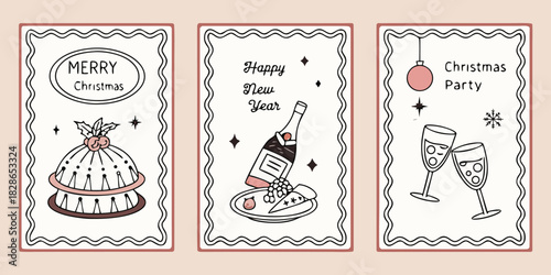 Three festive party invitation card designs