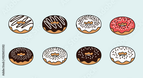 Assorted donuts collection with transparent background