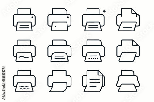Printer tray triangle line spark outline vector icons sheet curve icon minimal