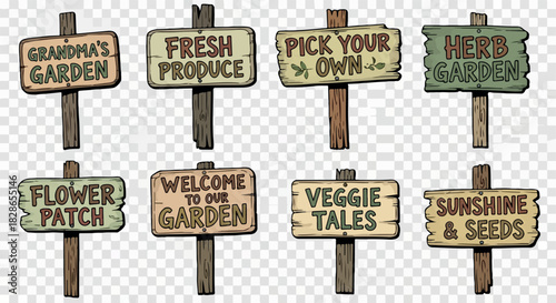 Garden signs with transparent background