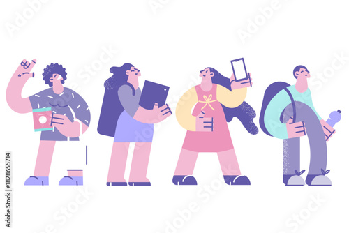 Using gadgets and technology concept