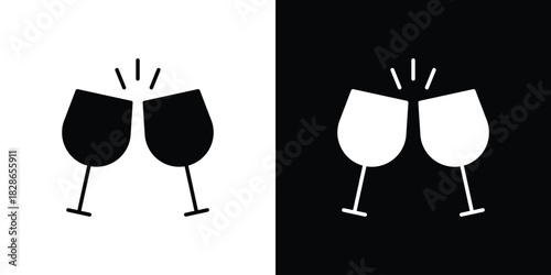 Glass-cheers icons symbol for web and mobile filled vector isolated