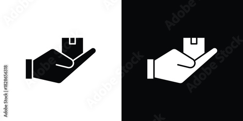 Hand holding box icons symbol for web and mobile filled vector isolated