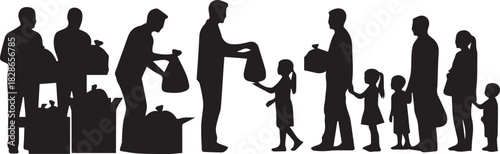 International volunteer day concept people receiving food aid humanitarian assistance donation