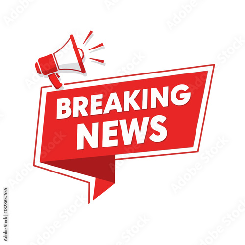 Breaking News Announcement with Megaphone Icon.
