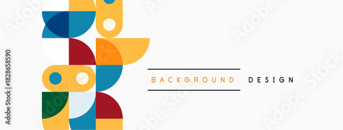 Abstract geometric shapes overlap, creating colorful design. Minimalist style with neutral background. Modern aesthetic, simple composition.