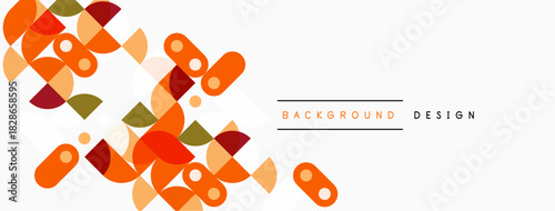 Abstract geometric shapes, warm colors dominate composition. Modern design element for backgrounds, banners, presentations.