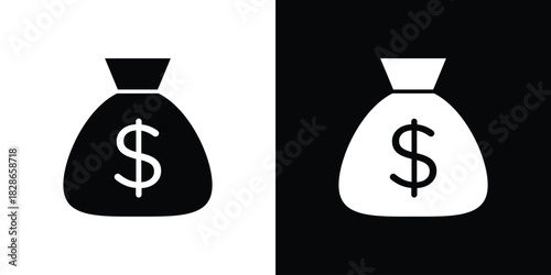Money bag icons symbol for web and mobile filled vector isolated