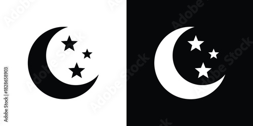Moon stars icons symbol for web and mobile filled vector isolated