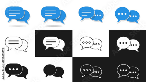 Modern communication bubbles symbolizing dialogue and connection, available in versatile styles for websites, apps, and digital marketing, originally a vector graphic