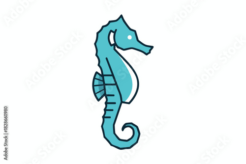 Stylized Cartoon Seahorse Illustration