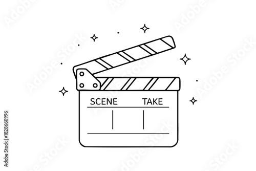 Film Clapperboard Icon with Sparkling Effect