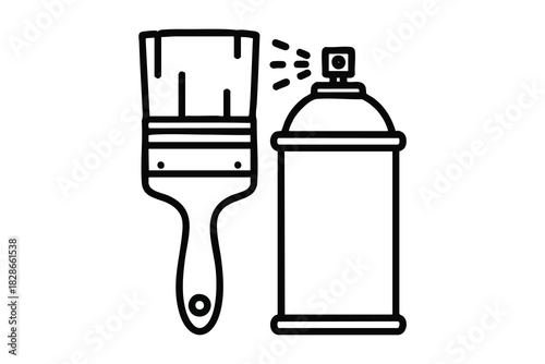 Paintbrush and Spray Paint Can Icon