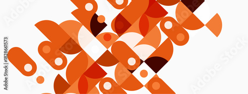 Abstract geometric composition. Orange shapes overlap white background. Modern design, simple forms, visual texture.