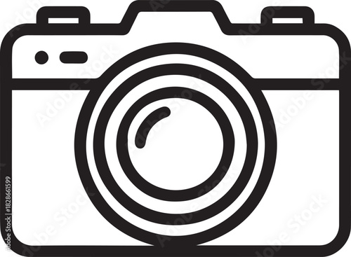 Camera icon with lens and flash, symbolizing photography and capturing moments.