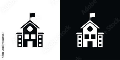 school icons symbol for web and mobile filled vector isolated