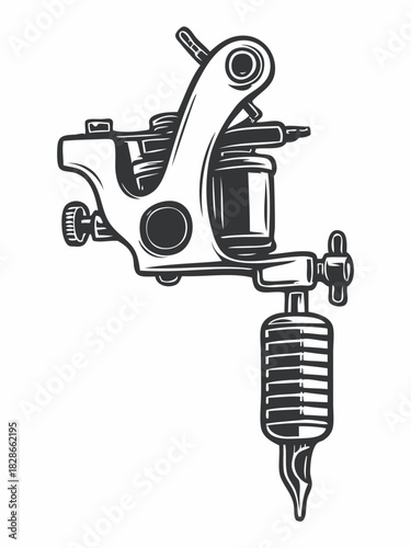 Vintage illustration of a coil tattoo machine