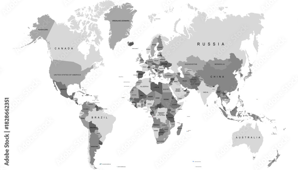 Obraz premium World map. Grey modern vector map. Silhouette map. 