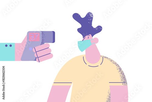 Measuring body temperature during pandemic concept