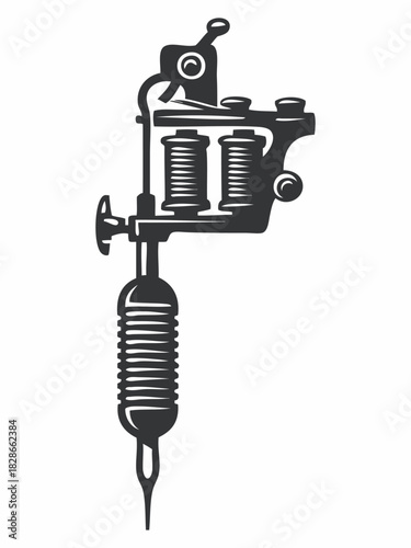 Vintage illustration of a coil tattoo machine