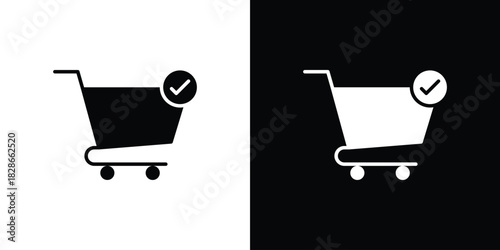 Shopping cart check icons symbol for web and mobile filled vector isolated