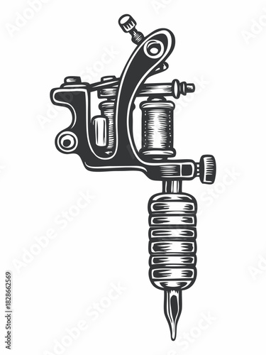 Vintage illustration of a coil tattoo machine