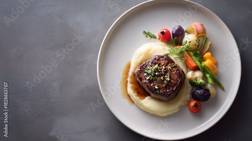 Wallpaper Mural Elevated dining experience: succulent steak, creamy mash, and colorful vegetables. Torontodigital.ca