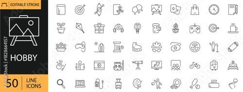 Hobby&Leisure Activity Icon Sheet Creative Pastime Symbol illustration 