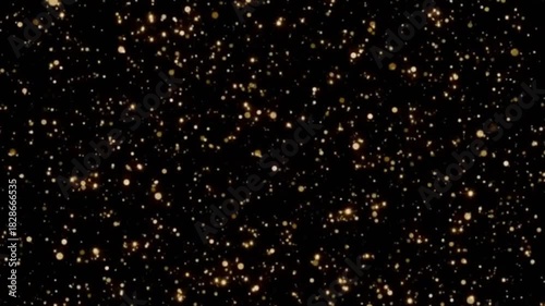  Chaotisch bewegte gelbe Sterne, isoliert auf schwarzem Hintergrund.