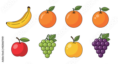 Assorted fruits collection with transparent background