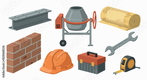 Construction tools and materials set