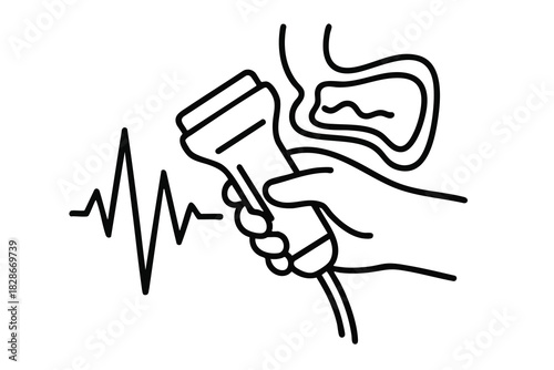 Ultrasound Scan Line Art Illustration