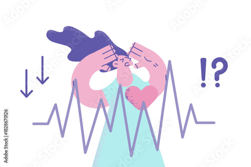 Panic and heart attack concept.