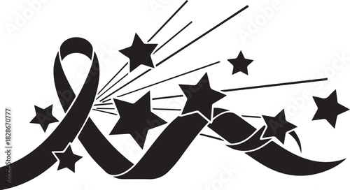 World aids day awareness ribbon with shooting stars celebration symbol