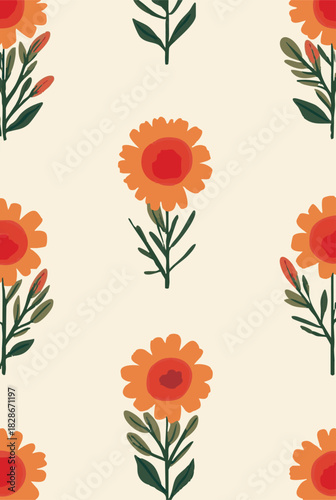 seamless pattern with red poppies
