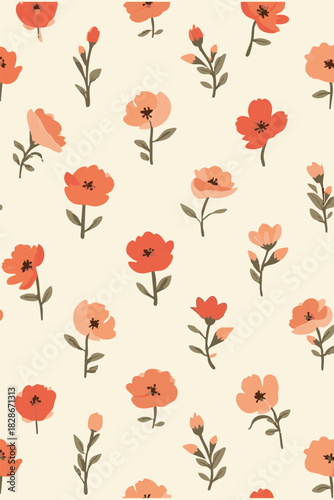 seamless pattern with poppy flowers