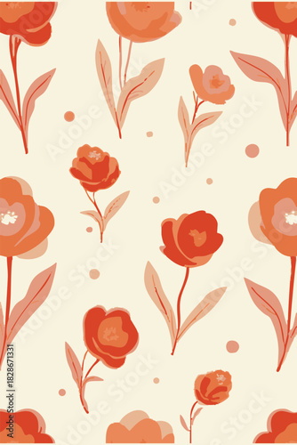 seamless pattern with poppy flowers