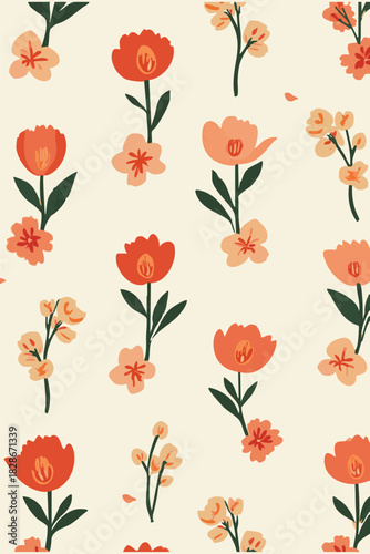 seamless pattern with red roses