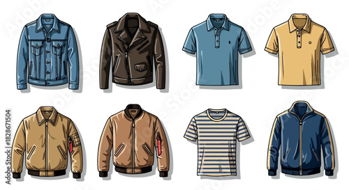 Men's clothing collection on hangers