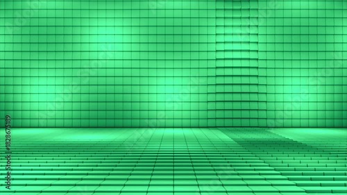 Broadcast Pulsating Switching Hi-Tech Illuminated Cubes Stage Floor, Multi Color, Events, 3D, Loopable, 4K